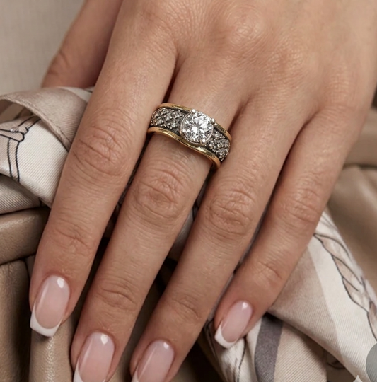 Anillo De Plata Y Oro | Circonias