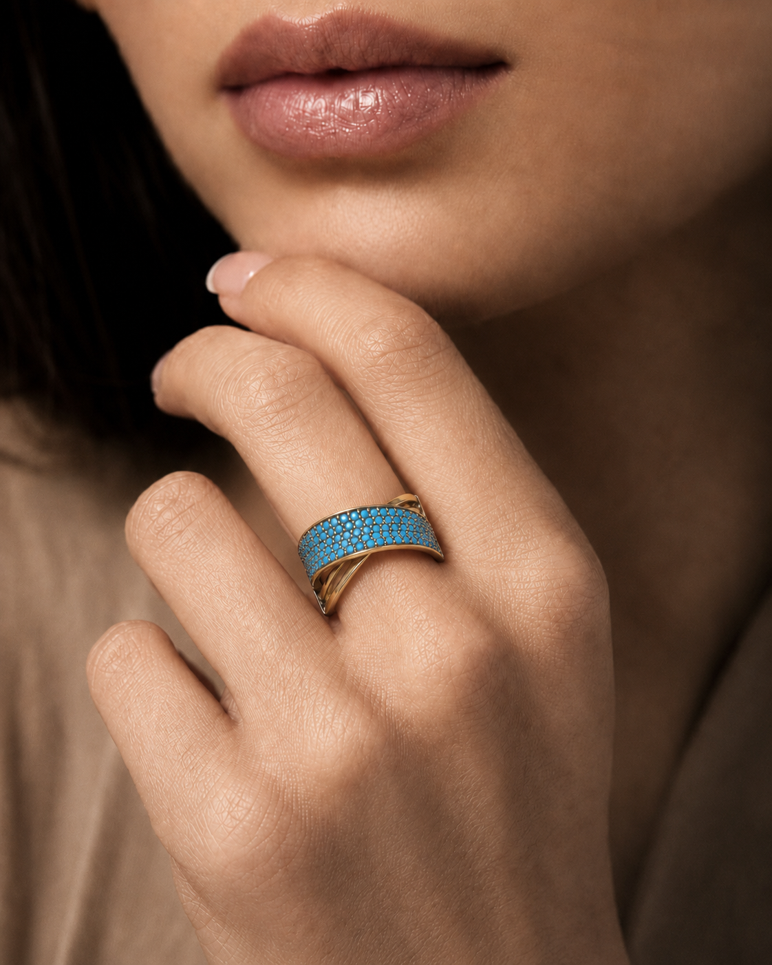 Anillo De plata y oro | Turquesas