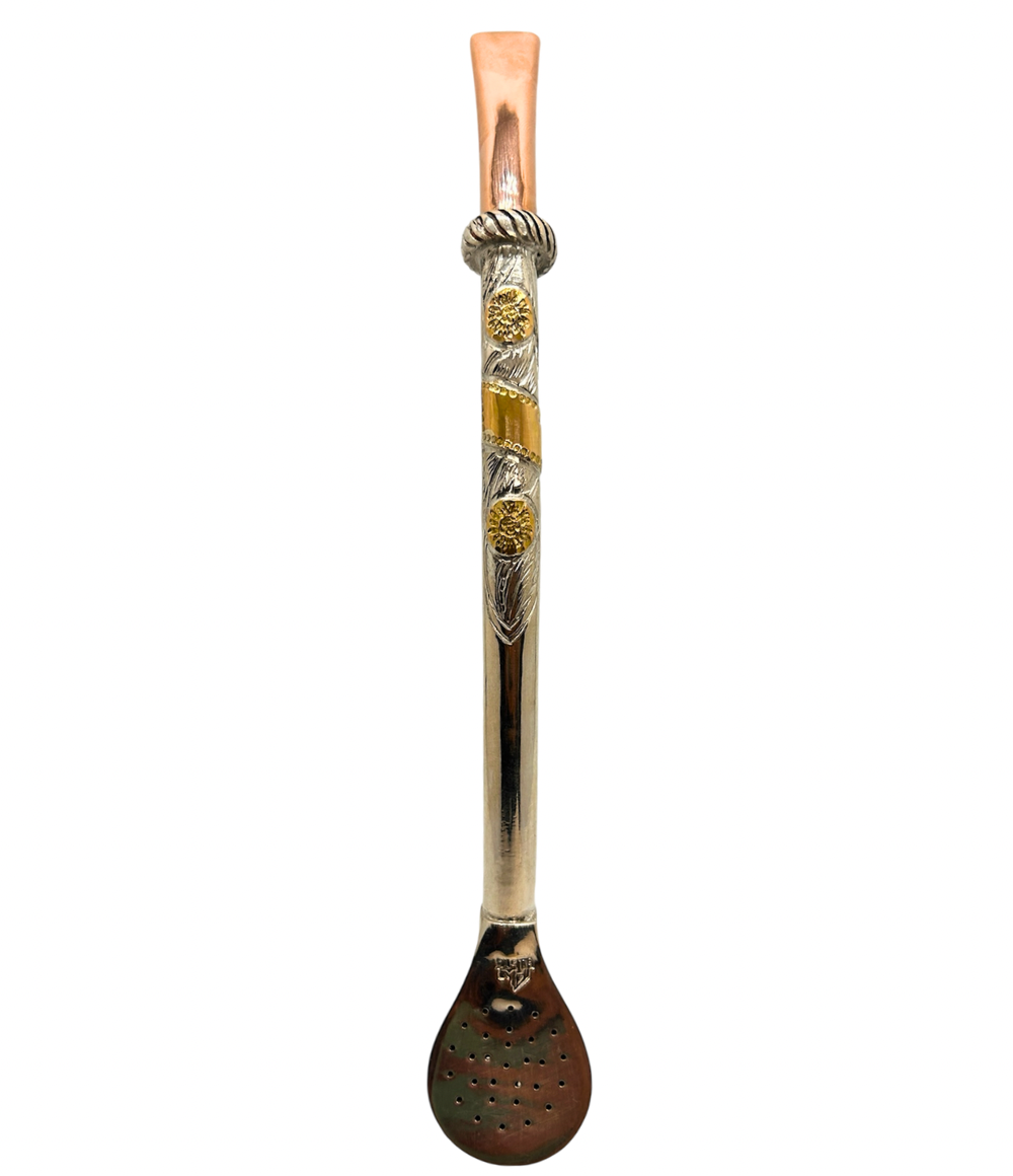 Bombilla de plata | boca, apliques y tarjeta de Oro