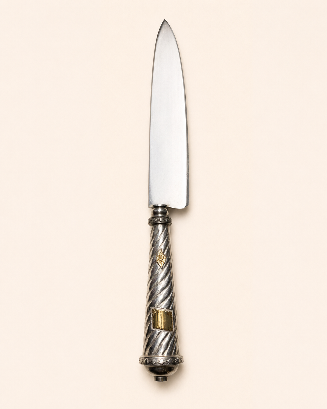 Cuchillo criollo de plata y oro| Hoja franz wenk solingen
