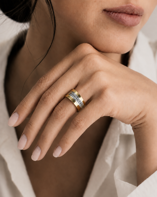 Anillo De plata y oro | Circonias