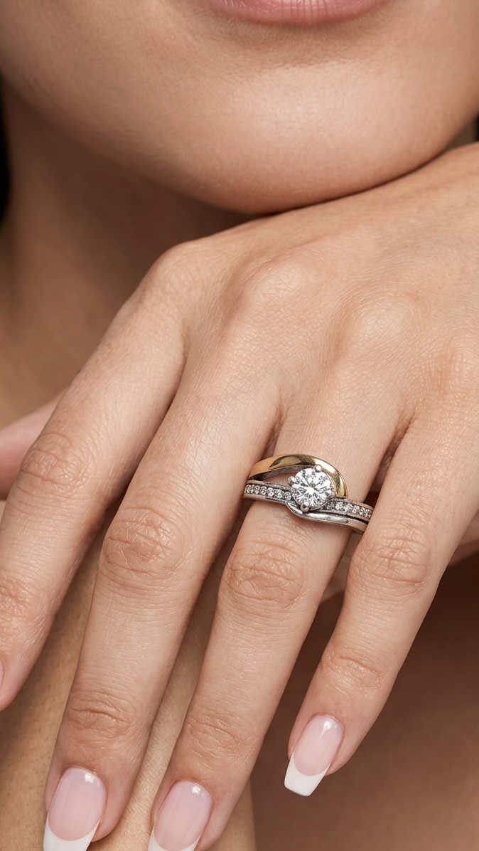 Anillo De Plata Y Oro | Circonias
