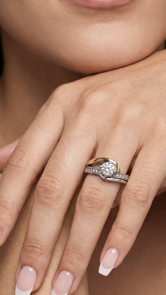 Anillo De Plata Y Oro | Circonias