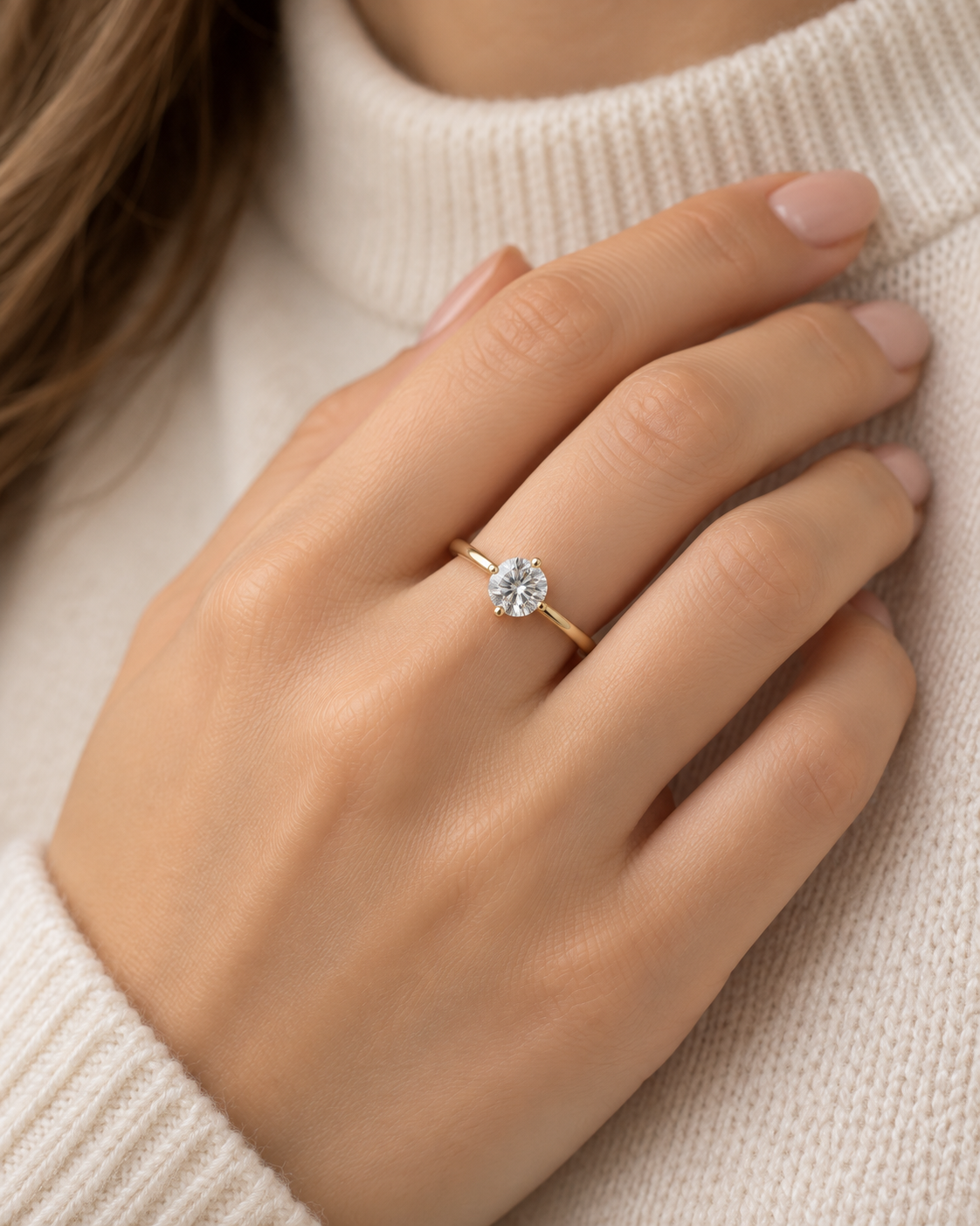 Anillo De Oro 9 Kilates | Solitario engarce de 4 puntas