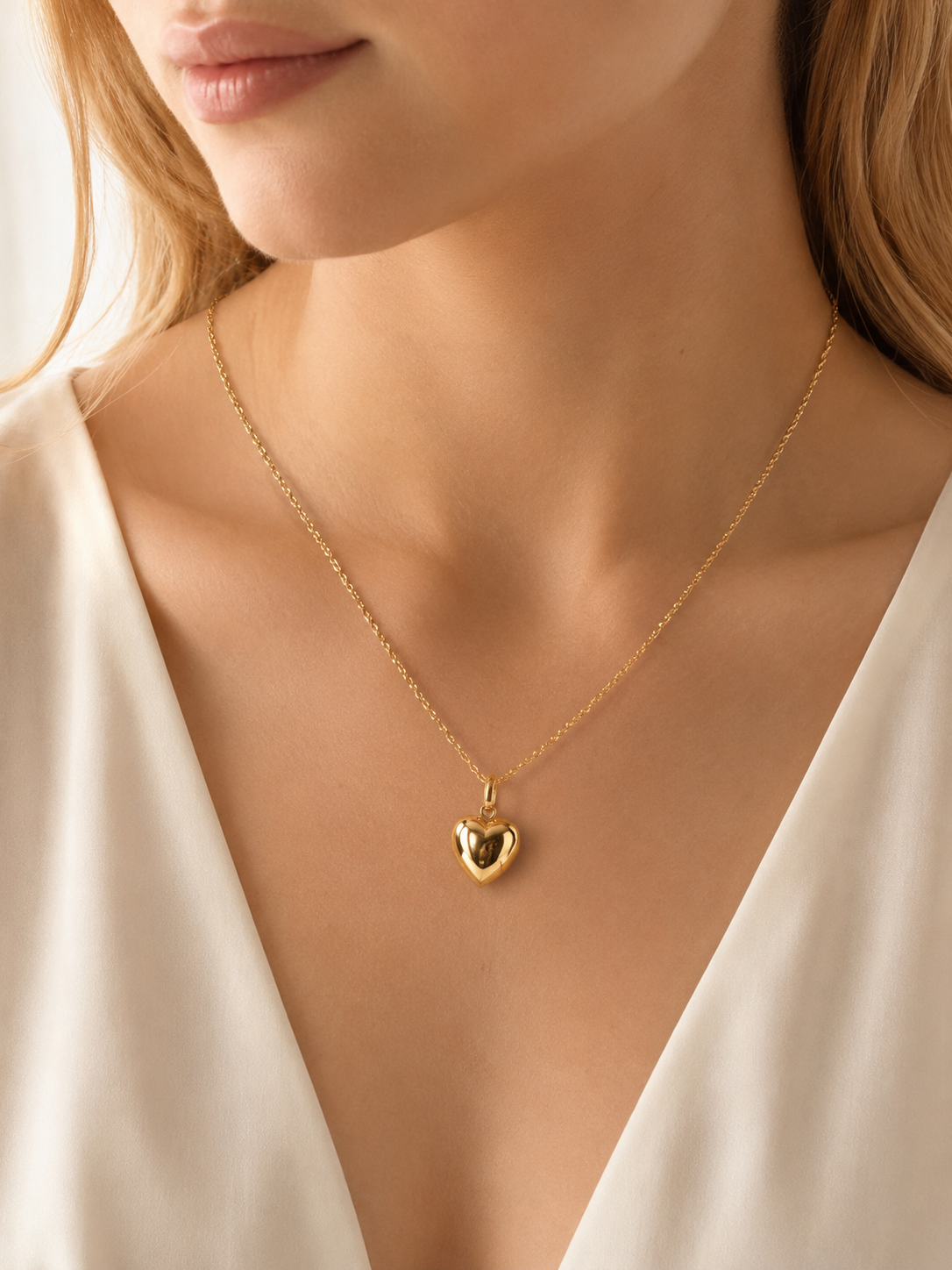Conjunto cadena oro 9 kilates y dije oro 18 Kilates | Corazón.
