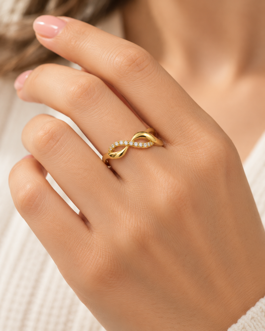 Anillo De Oro 10 Kilates | Infinito con circonias
