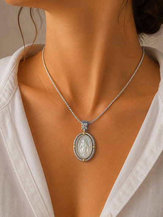 Dije De Plata Y Oro | Virgen Milagrosa