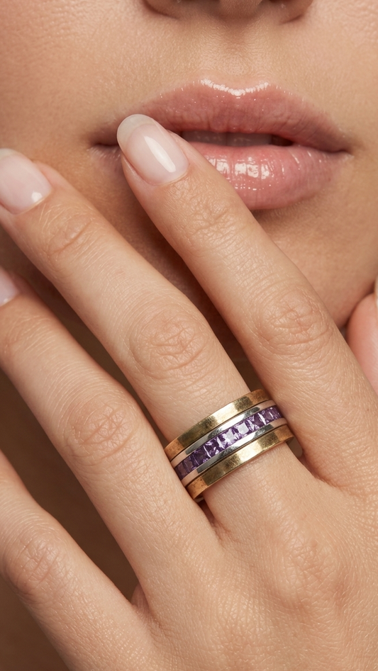 Anillo De Plata Y Oro | Cristal De Roca