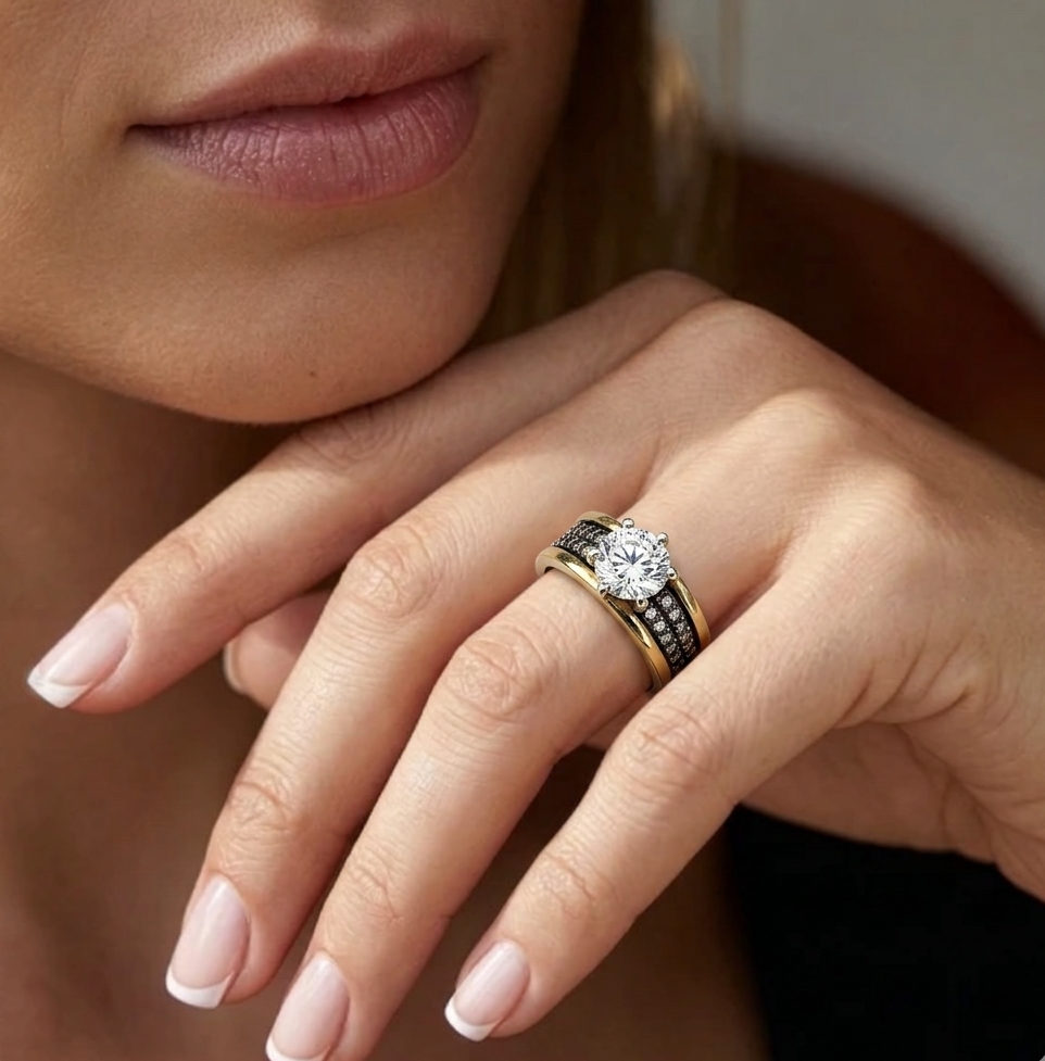 Anillo De Plata Y Oro | Circonias