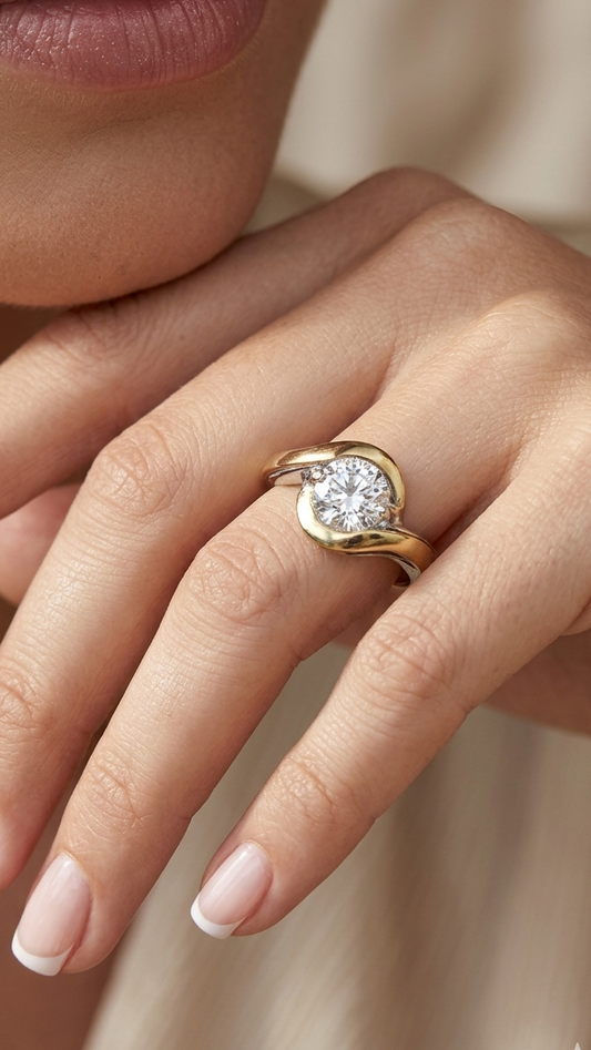 Anillo De Plata Y Oro | Circonia