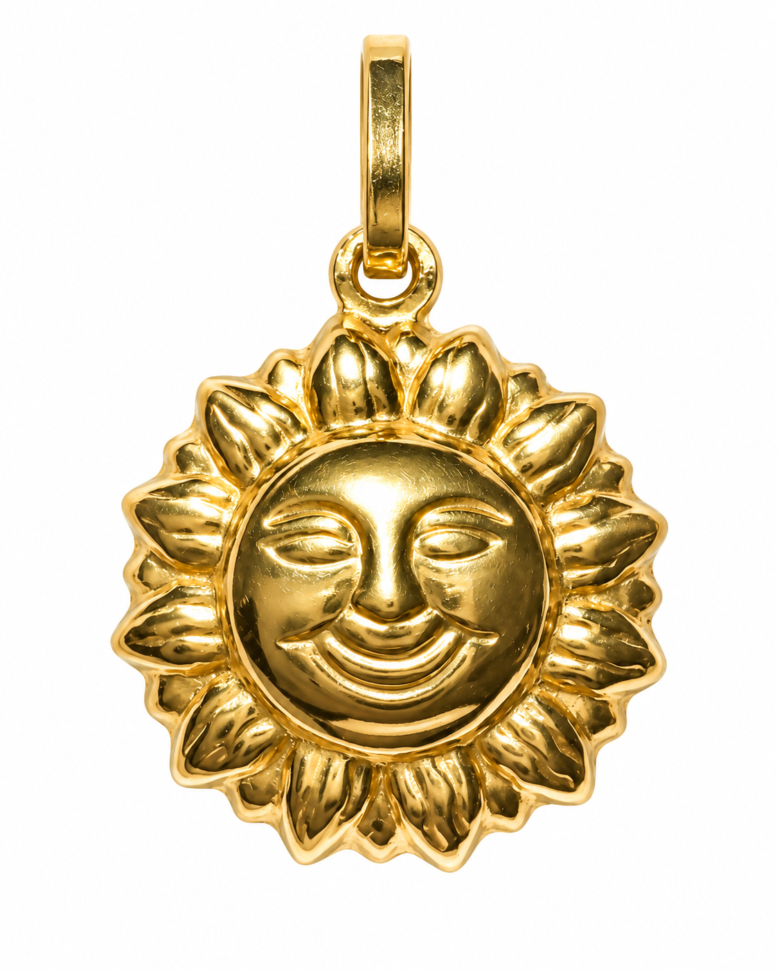 Dije Sol reversible de oro 18 kilates | 14 mm