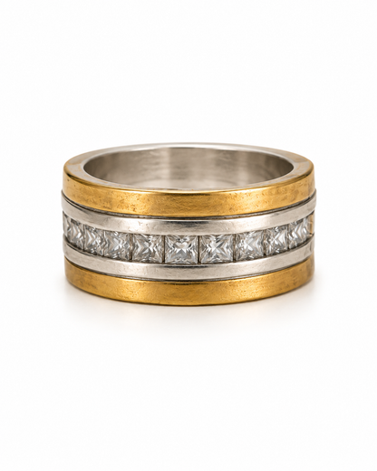 Anillo De plata y oro | Circonias