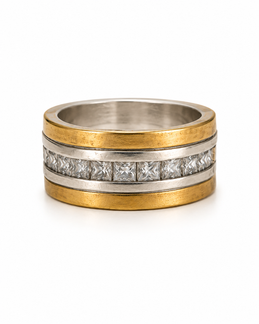 Anillo De plata y oro | Circonias