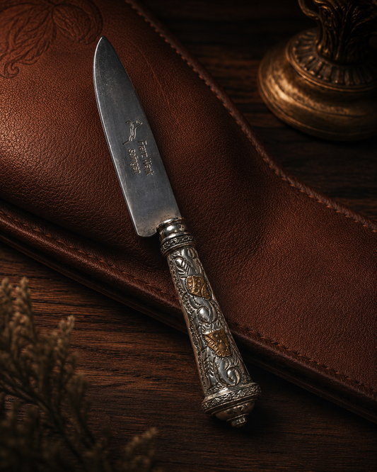 Cuchillo criollo de plata y oro | Hoja franz wenk solingen