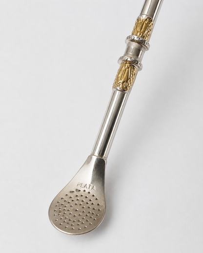 Bombilla de plata | Diseño y boca en oro
