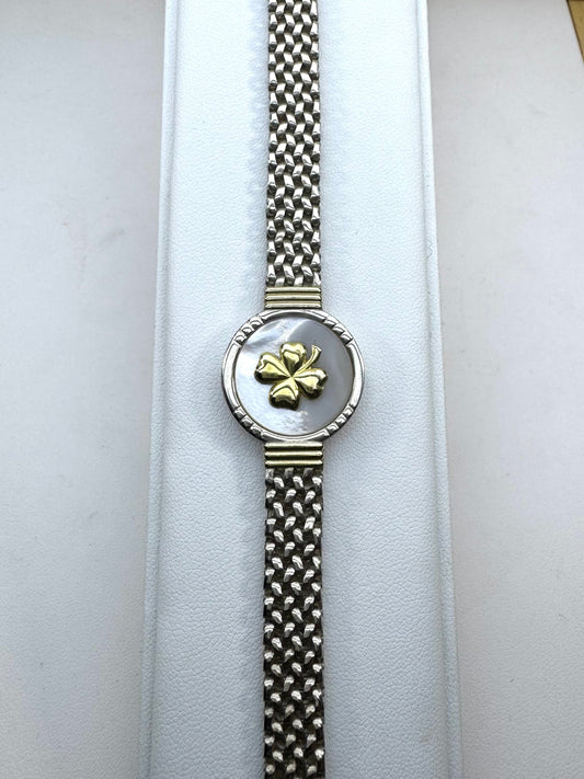 Pulsera de Plata y Oro | Nacar Con Trébol