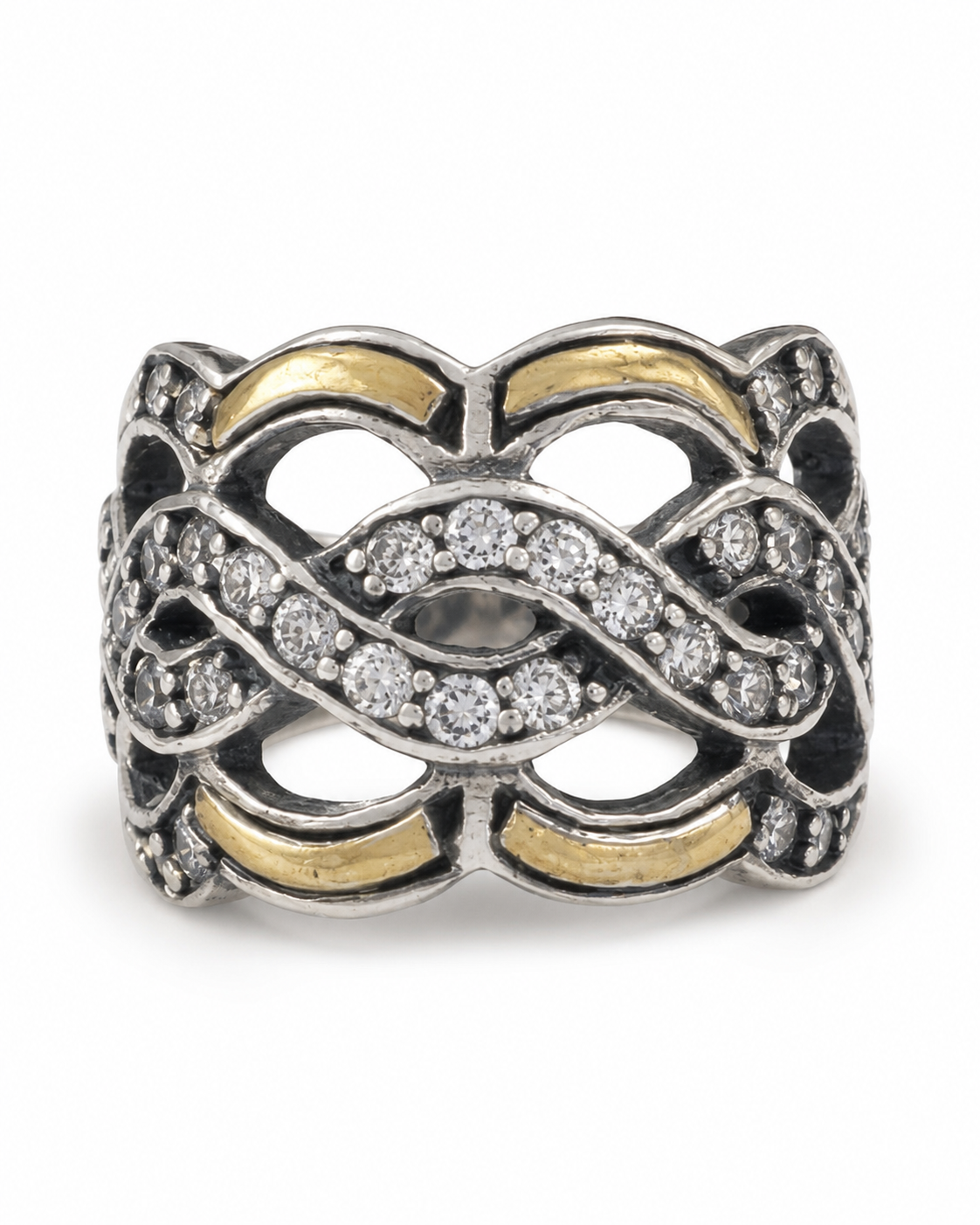 Anillo De plata y oro | Circonias