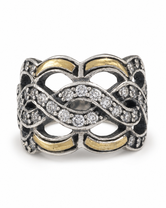 Anillo De plata y oro | Circonias