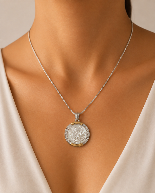 Conjunto De Plata Y Oro | San Jorge en Nácar