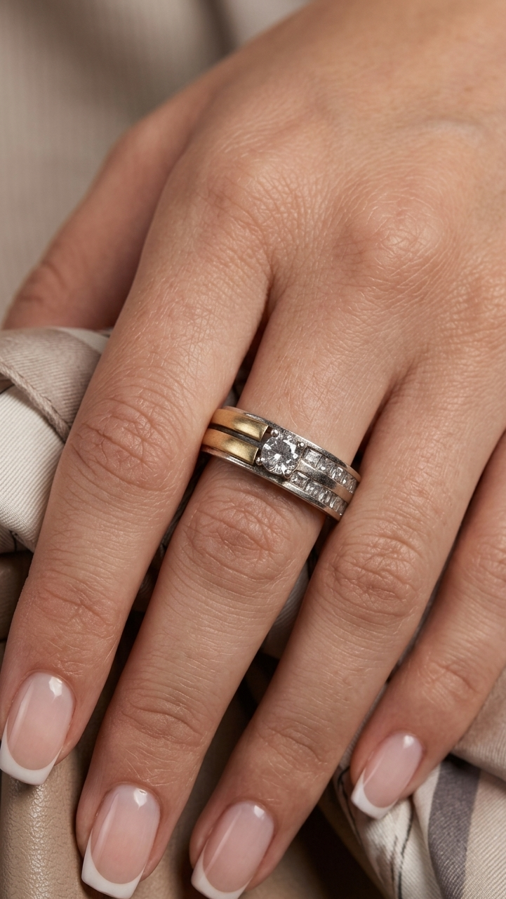 Anillo De Plata Y Oro | Circonias