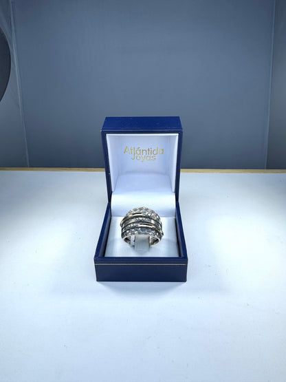 Anillo de Plata y Oro | Plata Martillada