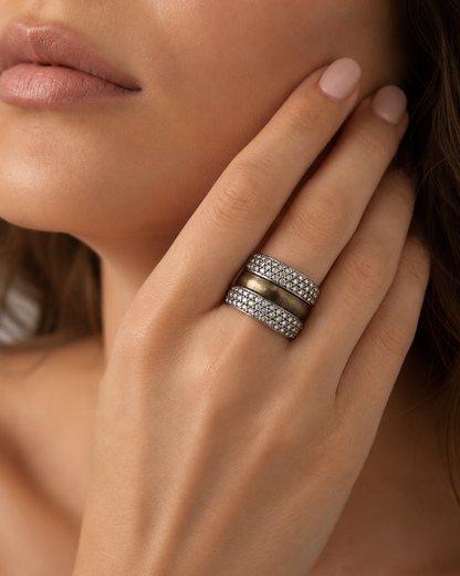 Anillo De plata y oro | Circonias