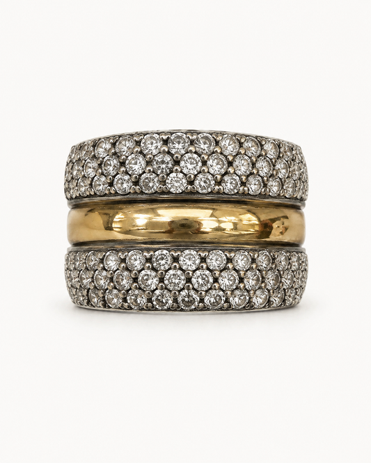 Anillo De plata y oro | Circonias