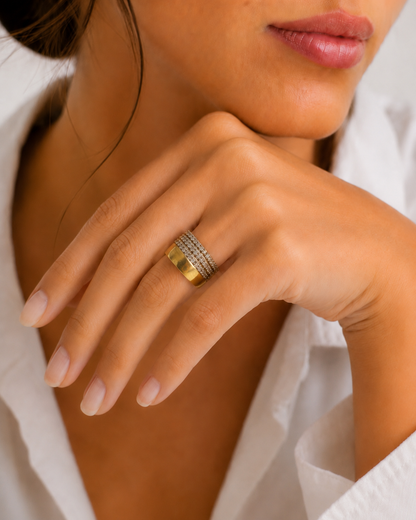 Anillo De plata y oro | Circonias