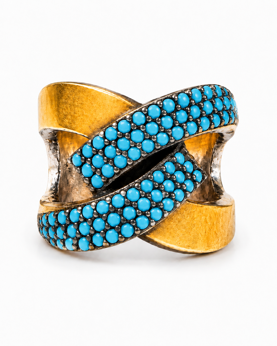 Anillo De plata y oro | Turquesas
