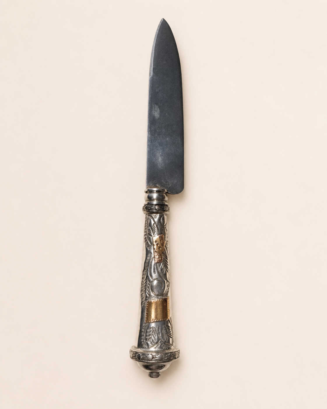 Cuchillo criollo de plata y oro | Hoja franz wenk solingen