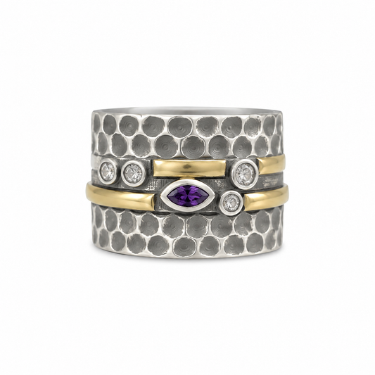 Anillo De plata y oro | Circonias