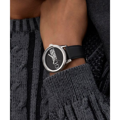 Reloj GUESS | Full Black | Correa de cuero | Correa de goma de regalo