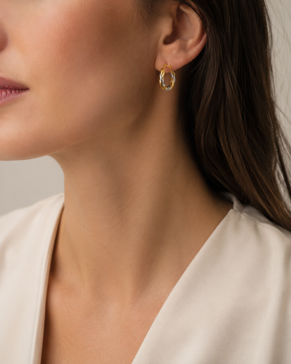 Aros de oro amarillo y oro blanco  | 10 Kilates