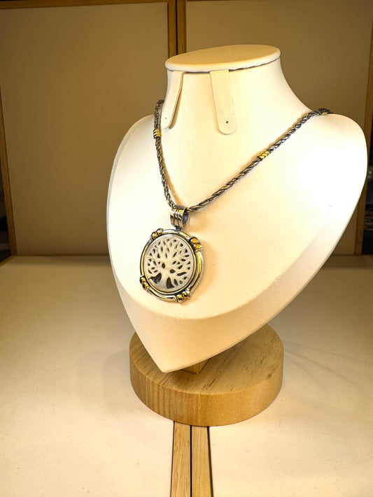 Conjunto De Plata Y Oro | Árbol De La Vida En Nácar