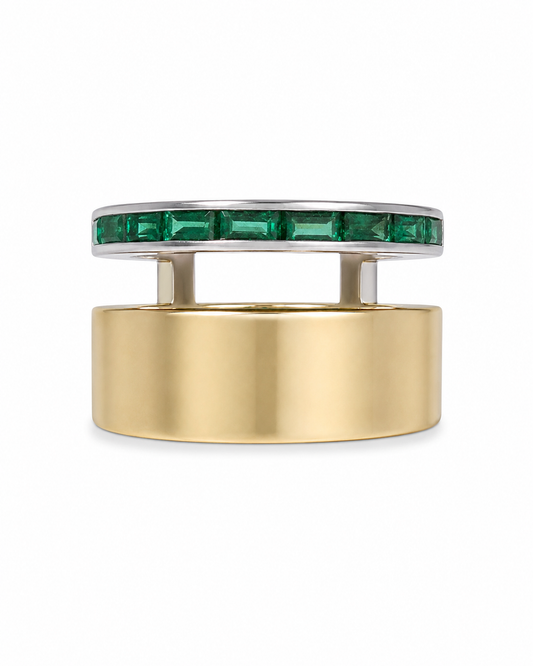 Anillo De plata y oro | Circonias Verdes