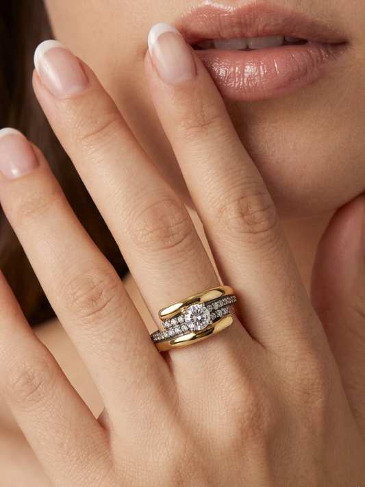 Anillo De Plata Y Oro | Circonias