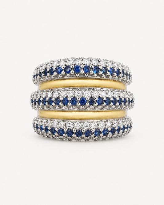 Anillo De plata y oro | Circonias