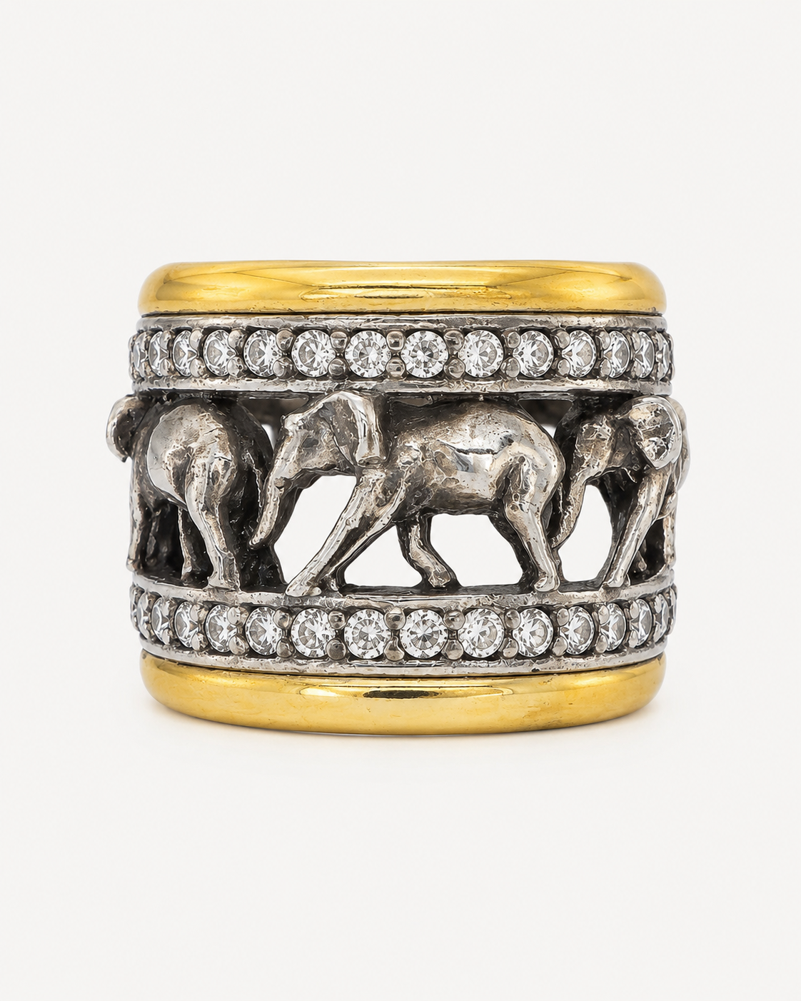 Anillo de Plata y Oro | Circonias y Elefantes