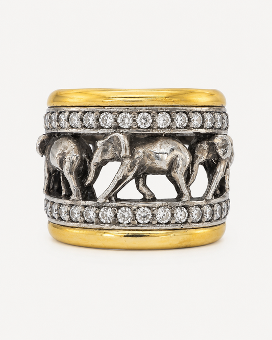 Anillo de Plata y Oro | Circonias y Elefantes