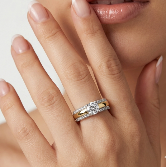 Anillo De Plata Y Oro | Circonias