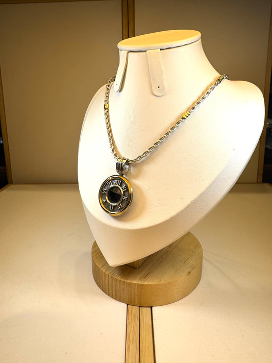 Conjunto De Plata Y Oro | Cristal De Roca Color Negro