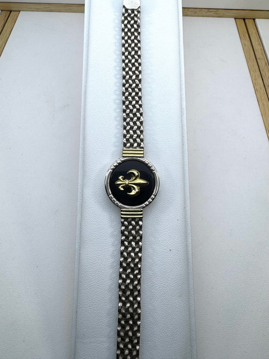 Pulsera de Plata y Oro | Ónix Con Flor De Liz