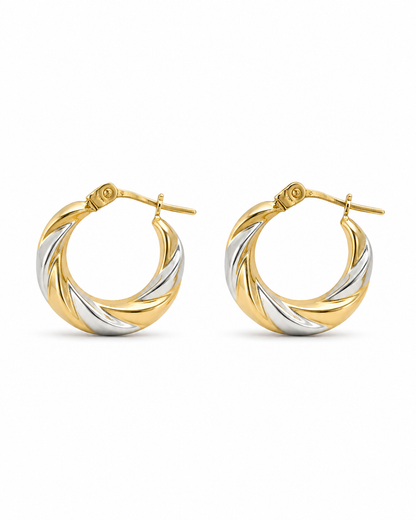 Aros de oro amarillo y oro blanco  | 10 Kilates