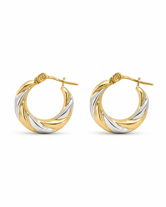 Aros de oro amarillo y oro blanco  | 10 Kilates