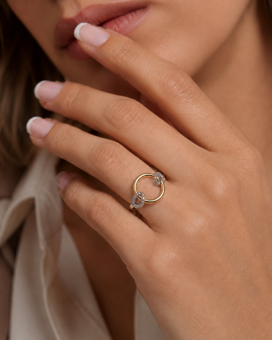Anillo De Plata y Oro | Circonias