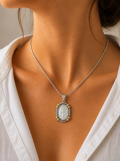 Dije De Plata Y Oro | Virgen Milagrosa