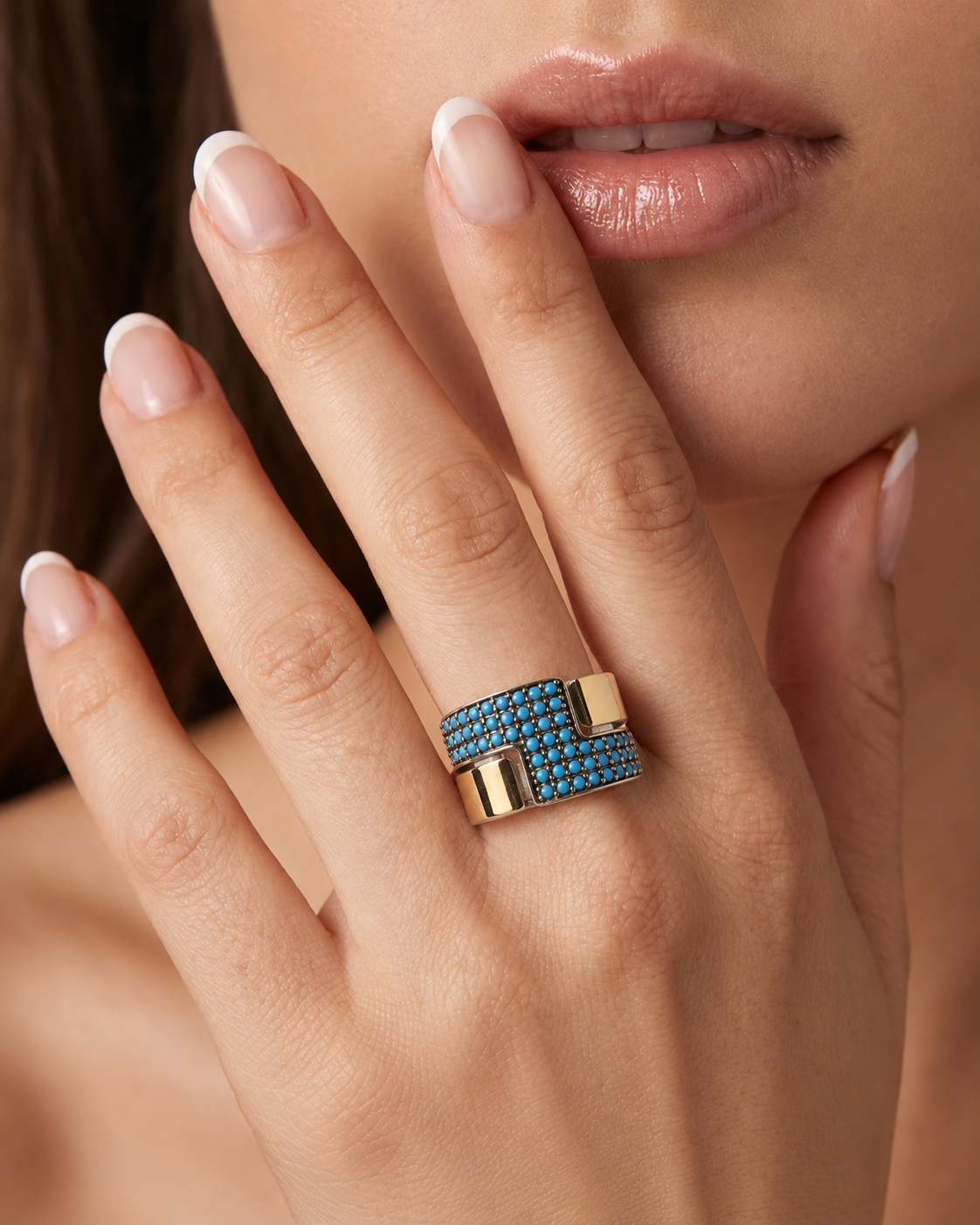 Anillo de Plata y Oro | Turquesas