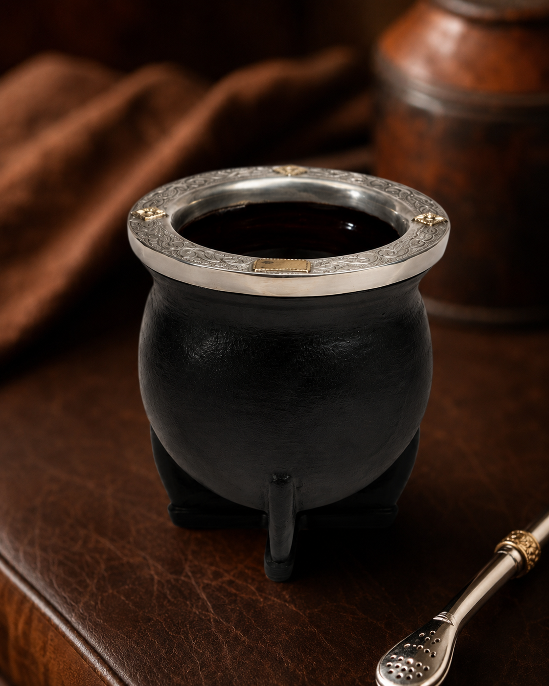 Mate Camionero de Cerámica | Plata y Oro