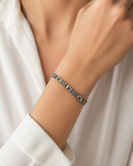 Pulsera de Plata y Oro | Barras