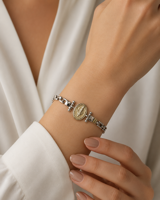 Pulsera de Plata y Oro | Virgen Milagrosa